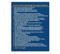How to Win Friends and Influence People Inspirational Quote Canvas Wall-Art for Office or Living Room Decor(Framed,12x18inch(30x45cm))