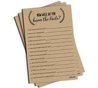 How Well Do You Know The Bride - Kraft (50 hojas) Juego rústico de despedida de soltera o despedida de soltera, Who Knows The Bride Best Couples Adivinando Preguntas de compromiso (tamaño de hoja