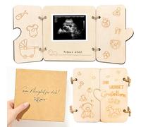 HOWAB Predicación del embarazo con marco de madera como regalo: anuncio de embarazo: tu abuela y abuelo, regalo sorpresa hecho a mano para futuros abuelos