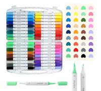 HOWAB Rotuladores Acrílicos de Doble Punta: Lot de 36 Rotuladores Colores con Punta Fina para Lettering, Piedras, Papel, Tela y Madera, Acrylic Markers para Manualidades y Arte Profesional