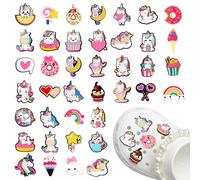 HOWAB Unicornio Zapatilla Charms para zuecos: 40 piezas Rosa Zapatos, DIY Schuhanhänger Stecker für Jibbitz Crocs, PVC Schuh Pins Anstecker Damen Mädchen Weihnachten Party Favours Geburtstagsgeschenk