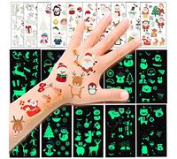 HOWAF 110pcs Navidad Tatuajes temporales para niños, Falso Luminoso Muñeco de Nieve Papá Noel Tatuaje Pegatinas para Chicos Niñas niños Infantiles Navidad Fiesta de cumpleaños Regalo piñata