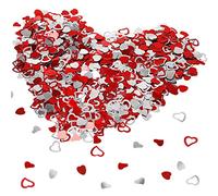 HOWAF 1160 Piezas Espumoso Plástico Confeti Corazón Rojo y Plateado Confeti Boda Corazones Decoracion Fiestas de Mesa para San valentín, Bodas, Cumpleaños, Compromiso, 15 mm