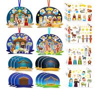 HOWAF 12 Juegos Pegatinas Navidad Nacimiento Belen Navidad, Belen Navidad Completo Manualidad Portal de Belen Infantil DIY Belén Navideñas Reyes Magos para Adornos Navideños Decoraciones Navideña