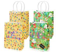 HOWAF 12 Pieces Back to School Goodie Bags First Day of School Paper Bags Gift Bags with Handles Candy Bags for School Classroom Party Supplies
