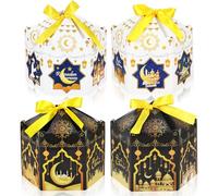HOWAF 12pcs Cajas de Regalo Ramadan Mubarak, Caja Regalo Ramadan Kareem Hexagonal DIY Caja para Regalo Luna Ramadan Cajas para Chuches para Musulmana Ramadan Decoracion Ramadan Mubarak Islam Fiesta