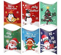 HOWAF 12pcs Cajas Regalo Navidad, Cajitas Regalo Pequeñas - Cajas de Regalo Navidad - Cajas para Chuches - Cajas para Regalos Bolsas Cumpleaños Infantil para Accesorios Navidad Xmas Gift Pillow Boxes