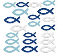 HOWAF 180pcs Madera Pescado comunión decoración niño, Azul dispersión decoración Mesa decoración comunión Bautismo confirmación decoración, pez Bautismo decoración para niño