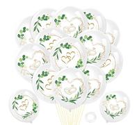 HOWAF 20pcs Globos Boda Globos de Compromiso Blanco Sage Green Balloonsoons Engaged Balloonsloons para la Luna de Miel Coche Casado Decoraciones Decoraciones de la Boda para la Recepción