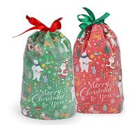 HOWAF 24 Grande Navidad Bolsas Regalo con Cordón Navidad Fiestas cumpleaños Bolsas Regalo para Caramelos, Chocolate, Galletas, Calendario de adviento
