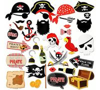 HOWAF 30 accesorios para fotomatón pirata - Accesorios para fotos, bandera, parche en los ojos, espada, sombreros y accesorios para decoraciones piratas
