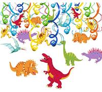 HOWAF 30 Piezas Decoraciones de Dinosaurios, Decoración de Remolino Colgante de Techo de Fiesta de Dinosaurios Serpentinas Espirales para Infantiles Niños Decoracion Dinosaurios cumpleaños