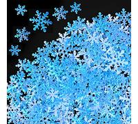 HOWAF 300 Piezas Confeti de Copos de Nieve Brillo Navideño Confeti de Mesa Copo de Nieve Brillante de Navidad Confeti de Mesa Azul Decoración de Fiesta de Navidad para Invierno Boda Cumpleaños
