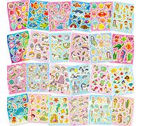 HOWAF 330+ Purpurina Pegatinas para Infantiles Niños Niñas Manualidades, DIY Scrapbooking Artesanía, Arcoíris Unicornio Princesa Stickers Sirena Vida Marina Animales