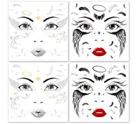 HOWAF 4 Tatuajes Halloween Cara, Tatuajes Temporales Ángel, Pegatinas Cara Festival para Disfraz Ángel, Disfraz Halloween Carnaval