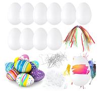 HOWAF 50x Huevos de Pascua, Huevos de Pascua para Pinta, Huevos de Plástico para Colgar con Cuerda, Pascua Manualidades de Bricolaje de Pascua Que Pintan para Colgar La Decoración y El Regalo