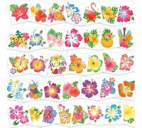 HOWAF 72pcs Flor de Hibisco Tattoo Tatuajes Temporales De Hawaiana, Tropical Tatuajes Temporales Adultos Niñas Tatoos Infantiles Pegatinas para Niños Hawaiana Decoracion Fiesta Decoración Cumpleaños