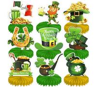 HOWAF 9 Centro de Mesa Panal de Abeja para San Patricio Accesorios de Trébol St Patrick's Day del día de San Patricio Irlandesas Centros de Nido de Abeja de 3D para San Patricio Decoracion Fiesta