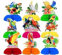 HOWAF 9 Piezas de Aves Tropicales de Nido de Abeja centros de Mesa, Loro de Decoracion Hawaiana Decoraciones de Mesa para Hawaiian Party Decorations Luau Aloha Fiesta Suministros Tropical Party