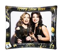 HOWAF Accesorios Photocall Nochevieja 2027, Feliz Año Nuevo Marco de Fotos Inflable Happy New Year Photocall Fin de Año para Decoracion Fin de Año, Cotillon Nochevieja 2027, Oro Negro