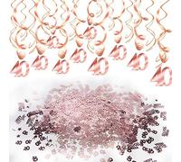 HOWAF Decoración de cumpleaños 40 en Oro Rosa, 40 cumpleaños Decoración Colgante remolinos y Feliz cumpleaños 40 Mesa Confeti para Mujeres 40 Años Decoraciones Fiesta de Cumpleaños