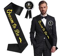 HOWAF Despedida de Soltera Accesorios, Bandas de Despedida de Soltera Groom to be Conjunto de Faja de Novio Insignia de Novio para Ser Satinado Faja Novio para Hombre Fiestas de Despedida Novia Bodas