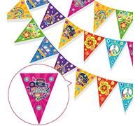 HOWAF Fiesta Temática Hippie de Años 60 Banderines, Carnaval Hippie Temática 1970 Flores Retro de Fiesta Groovy Banderines de Signo de Paz para Decoracion Fiesta Carnaval Hippie Accesorios Hippie
