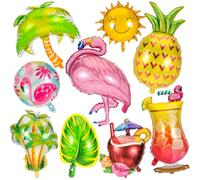 HOWAF Globos de Fiesta Hawaiana, 9 Piezas Globos de Aluminio Flamingo Piña Globos de Cumpleaños para Decoracion Hawaiana Fiesta Hawaiian Tropic Pool Party Decoracion Fiesta Cumpleaños Verano Playa