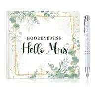 HOWAF Goodbye Miss Hello Mrs Libro de Visitas de Despedida de Soltera Amiga Team Bride Libro de Consejos, Regalo Despedida de Soltera Accesorios para Bride to Be, Incluye bolígrafo, Verde