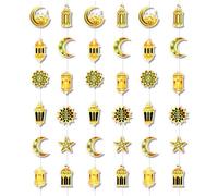 HOWAF Guirnalda de Ramadan Decoracion, Guirnalda de Eid Mubarak Decoración, Guirnalda Ramadan Mubarak Guirnald de Estrella Luna Linterna para Decoracion Ramadan, Decoracion Eid Mubarak