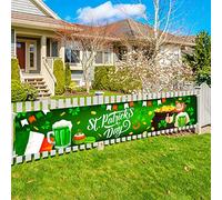 HOWAF Largo San Patricio Pancarta Decoración, San Patricio Jardín Cartel Decoración, San Patricio Mesa Pared Decoración, San Patricio Casa Exterior Decoración, San Patricio Desfile Bandera, 210*40cm