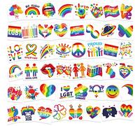 HOWAF LGBT Gay Pride Tatuajes temporales, 96 Piezas Tatuajes de Arcoiris Orgullo Gay Rainbow Stickers Tatuaje impermeables Bandera Arcoiris Adhesivos para Gays Lesbianas celebraciones del Orgullo Gay