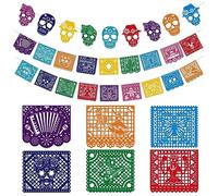 HOWAF Pancartas del Día De Los Muertos Decoracion, Banderas de Fiesta Mexicana Banderas Día de Los Muertos Colorida Fiesta Mexicana Dia De Los Muertos Garland para Pancarta Halloween Decoracion, A