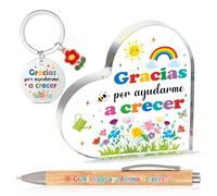 HOWAF Regalo Profesora Infantil Regalo Maestra, Corazón Acrílico Placa Adornos, Llavero Profesora Bolígrafo, Regalos de Agradecimiento Regalos para Profesores, Profesoras, Maestro Maestra, Set B
