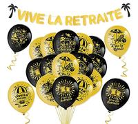 HOWAF Retirement Party Set, 18Pcs Retirement Balloons Black Gold Happy Retirement Party Latex Balloons Retirement Banner for Retirement Party Decoration Supplies