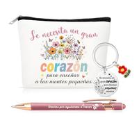 HOWAF Set de Regalo Profesora Regalo Maestra, Neceser Lona, Bolsa de Maquillaje, Boligrafo, Llavero Profesora, Regalos de Agradecimiento Regalos para Profesores, Profesoras, Maestro Maestra, Set A