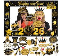 HOWAF Suministros de Fiesta Decoracion Nochevieja 2023, 21pcs año Nuevo Photo Booth Props Fotos Accesorios Photocall Decoracion con Cuadro para Fiesta de Víspera de Año