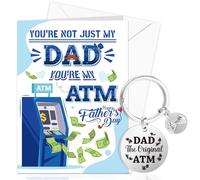 HOWAF Tarjeta del día del padre - You Are Not Just My Dad, You Are My ATM - Divertida tarjeta de regalo para el día del padre con llavero, divertida tarjeta de cajero automático para papá de parte de