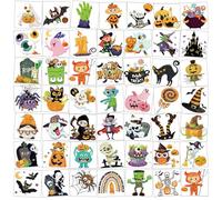 HOWAF Tatuajes Halloween Niños, 96 Hojas Brillo Tatuajes Temporales Halloween Cara Tatuaje de Zombi Fantasma Pegatina para Regalos Halloween Niños Decoracion Halloween Accesorios Halloween Niños