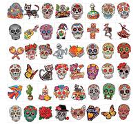 HOWAF Tatuajes Halloween Niños Niñas, 96 Hoja Tatuajes Temporales Halloween Cara Día de los Muertos Cráneo Calcamonias Tatuajes para adultos niños infantiles Fiesta de Halloween Regalo Bolsas Relleno