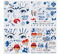 HOWAF Tatuajes Temporales de Colonia Tatuajes de Colonia, Pegatinas Tatuajes de Cara de Colonia, Tatuajes de Halloween Tatuajes de Cara para Disfraz de Halloween, Azul
