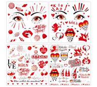 HOWAF Tatuajes Temporales de Colonia Tatuajes de Colonia, Pegatinas Tatuajes de Cara de Colonia, Tatuajes de Halloween Tatuajes de Cara para Disfraz de Halloween, Rojo