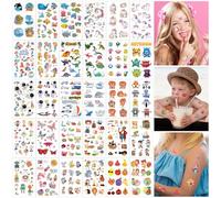 HOWAF Tatuajes temporales de temas mixtos para niños, 30 hojas de tatuajes temporales multicolor para niños, resistentes al agua, perfectos para fiestas, regalos y juegos