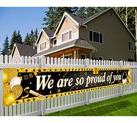 HOWAF We Are So Proud of You Pancarta para Graduación Fiesta - Decoración de Tela para Mesa Sala Pared Interior Exterior, 270 * 36 cm