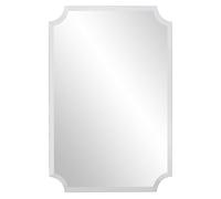 Howard Elliott Frameless Scalloped Rectangle Wall Hanging Silver Vanity, Home Decoration Mirrors for Living, Bedroom, Entryway, or Any Room Bathroom, (24 x 36)
