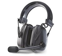 Howard Leight by Honeywell 1034510 Orejera estéreo con bloqueo de ruido con conector de entrada de audio, puerto de carga USB, micrófono Boom con manga de viento, negro, SNR 32 dB (1 pieza)