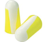 Howard Leight by Honeywell Bilsom 303S Tapones para los oídos de espuma de un solo uso 1007193, tamaño pequeño, color amarillo y blanco, forma de bala, SNR 33 dB (CAJA de 200 pares)