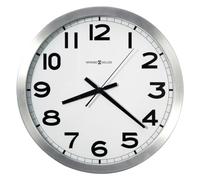 Howard Miller Reloj de Pared Spokane 625-450 - Aluminio Cepillado Redondo Moderno, Cristal de Vidrio Plano, Marco de Metal Resistente, Detalles clásicos en Negro, Movimiento de Cuarzo