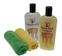 Howard Tabla de cortar Oil & Howard Butcher Block Conditioner (355 ml) con paños para uso en bloques de carnicero, tablas de pan, tablas de cortar y herramientas de cocina de madera
