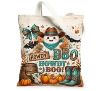 Howdy Boo Western Ghost - Bolsa de lona para Halloween, 33 x 38 cm, Naranja